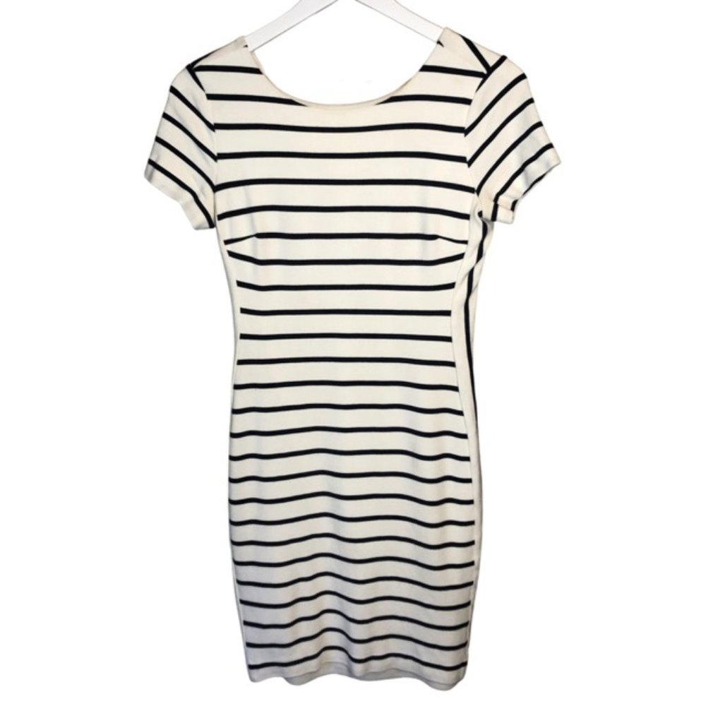 Banana Republic BodyCon Navy & White Striped Dress